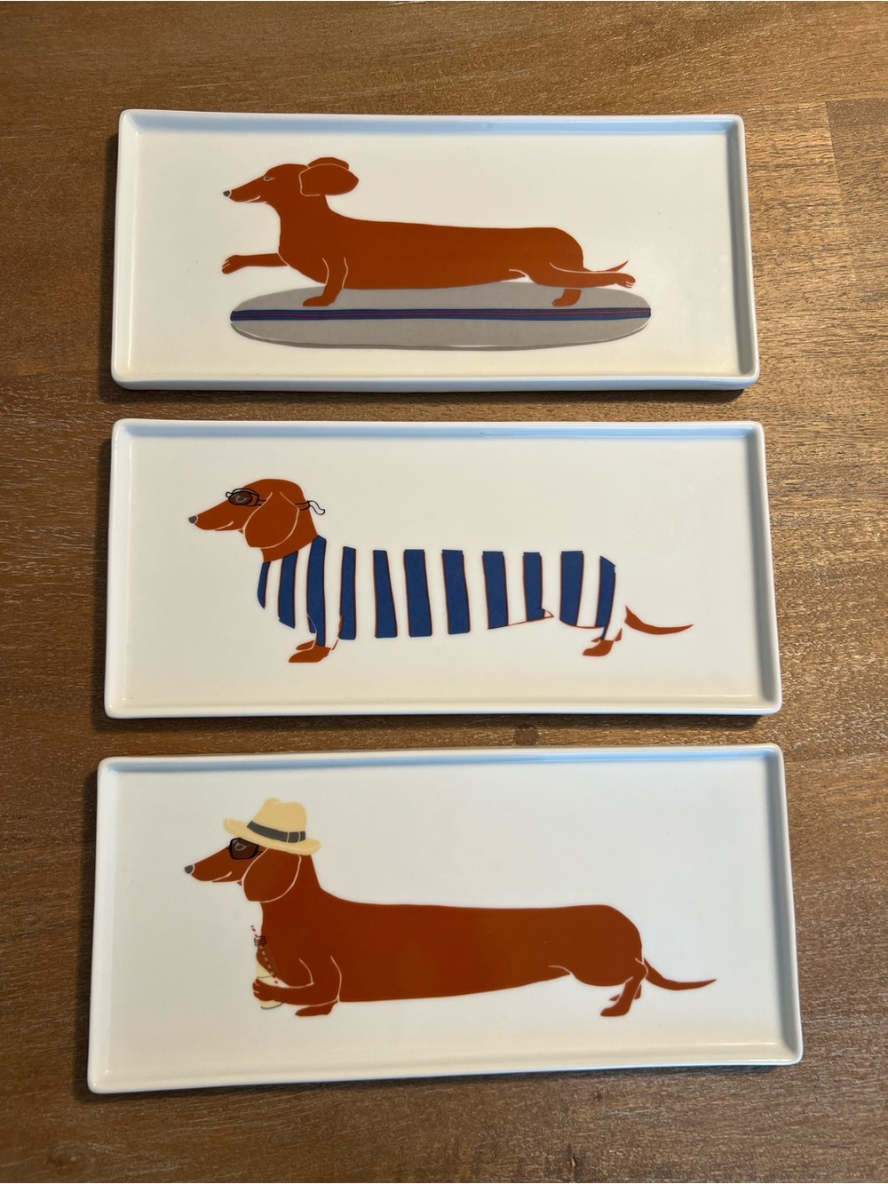 Dachshund Ceramic Plates - Claudia Pearson West Elm set of 3 new!